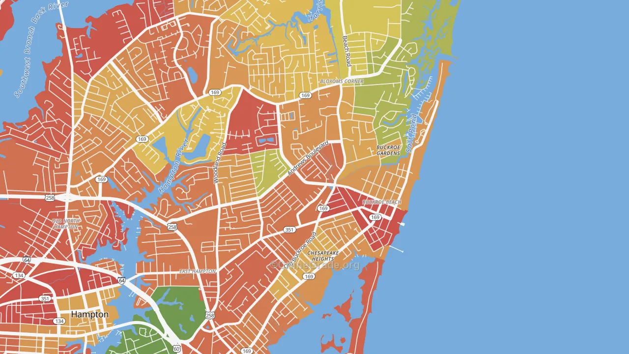 Buckroe, Hampton, VA Map of Theft Rates