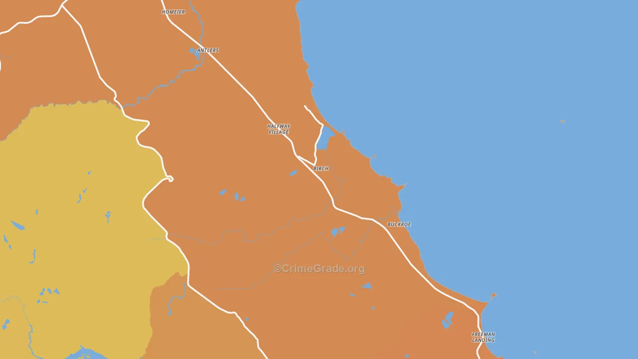 Buckroe, MI Map of Theft Rates