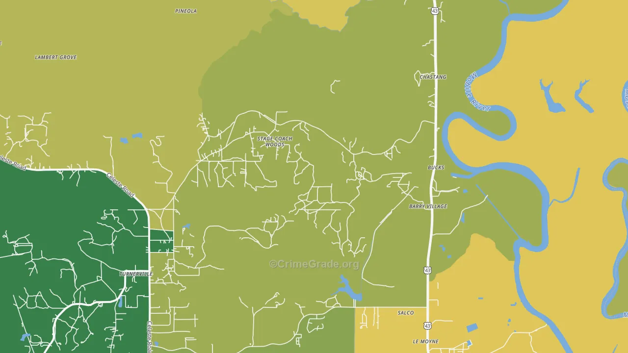 Bucks, AL Map of Theft Rates