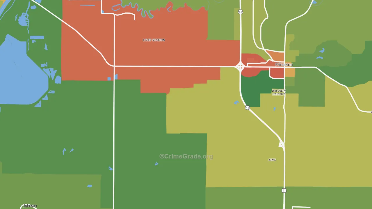 Buckskin, IN Map of Theft Rates