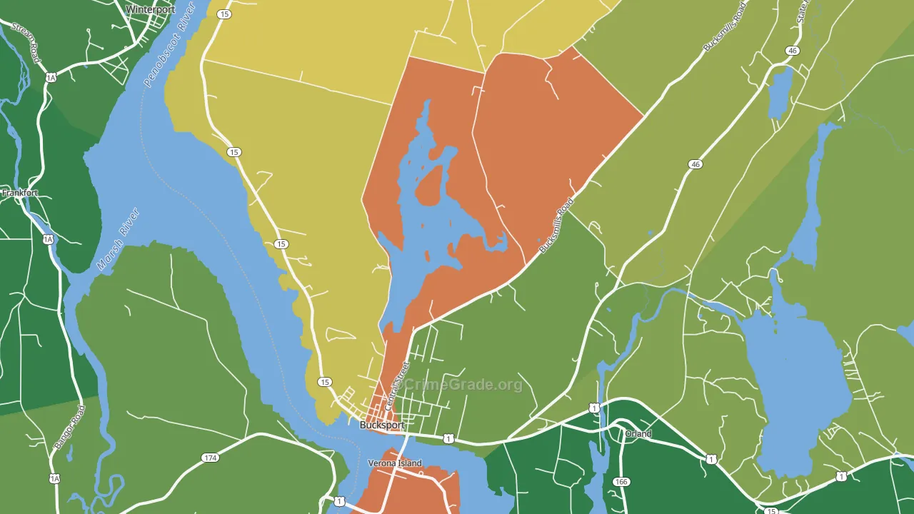 Bucksport, ME Map of Theft Rates