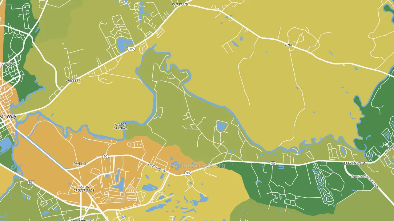 Bucksville, SC Map of Theft Rates