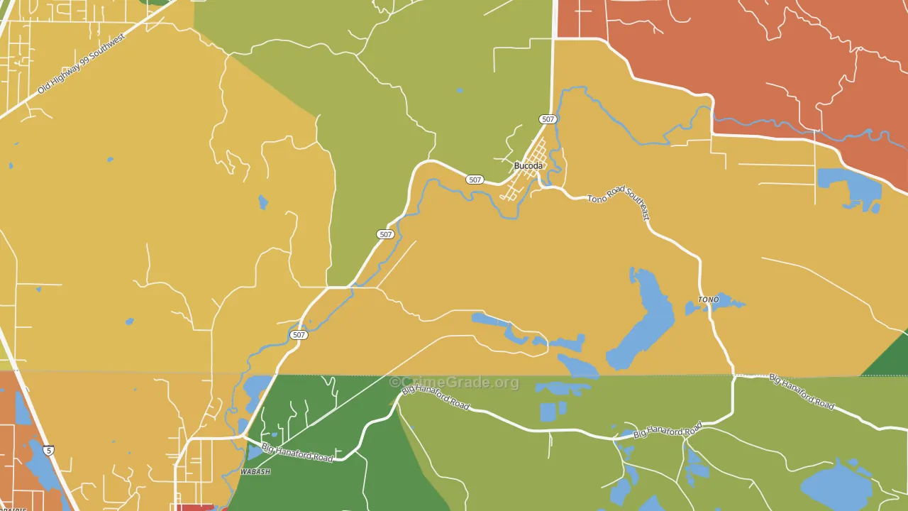 Bucoda, WA Map of Theft Rates