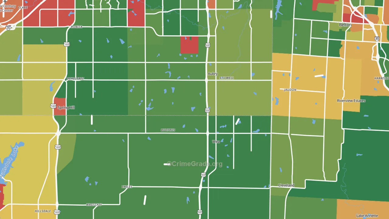 Bucyrus, KS Map of Theft Rates