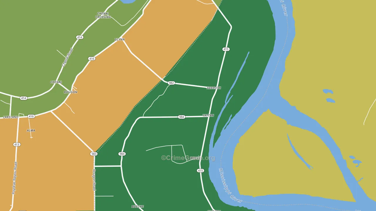 Bueche, LA Map of Theft Rates