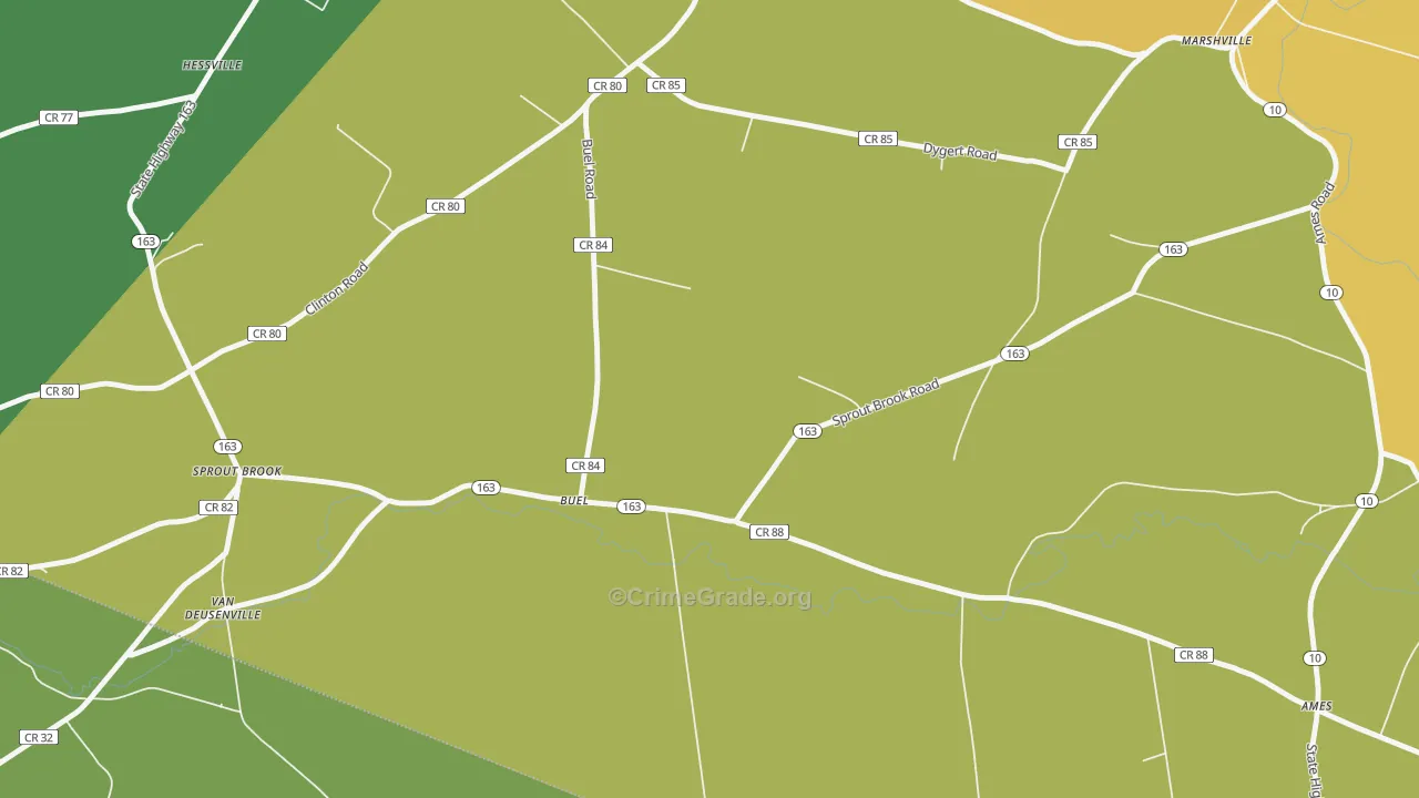 Buel, NY Map of Theft Rates
