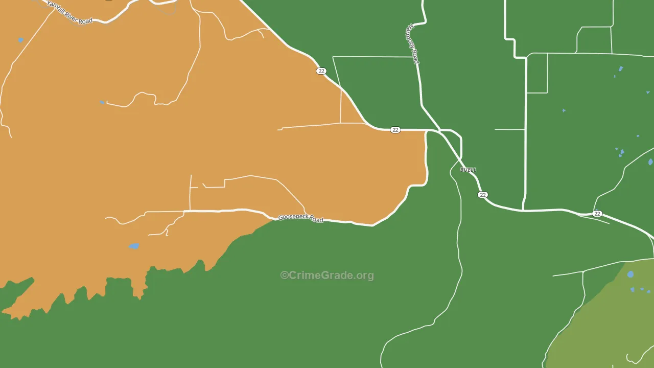 Buell, OR Map of Theft Rates