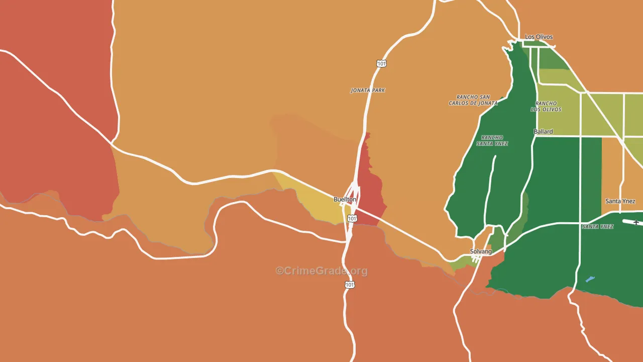 Buellton, CA Map of Theft Rates