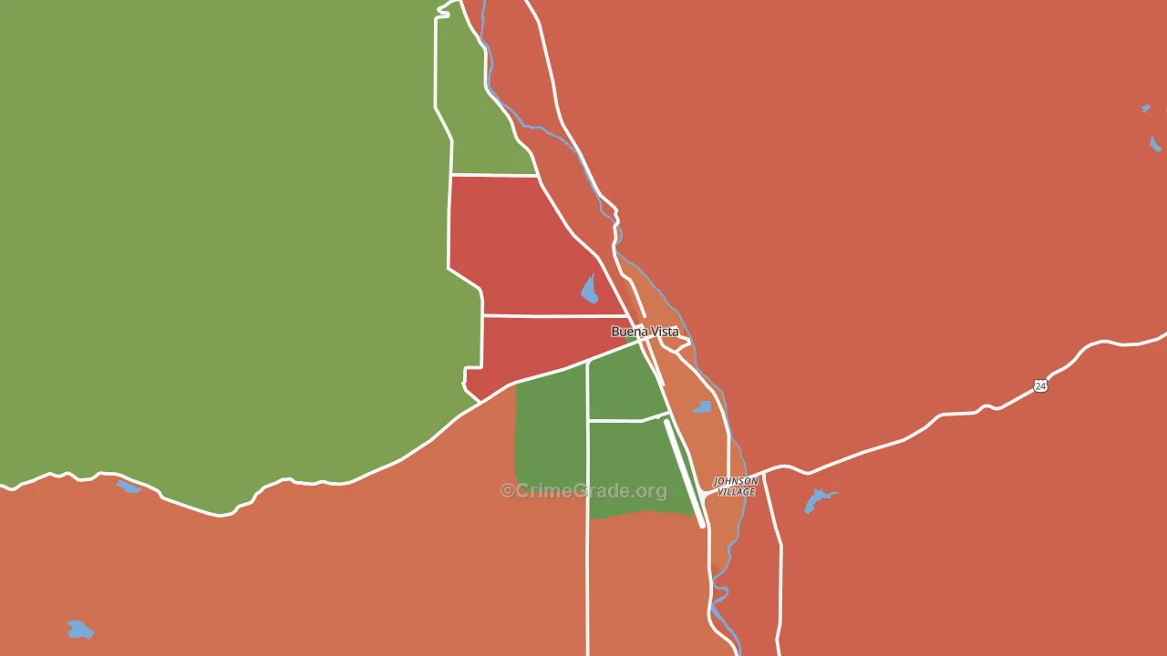 Buena Vista, CO Map of Theft Rates