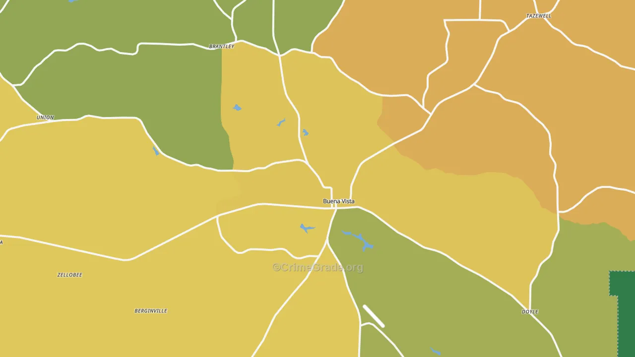 Buena Vista, GA Map of Theft Rates