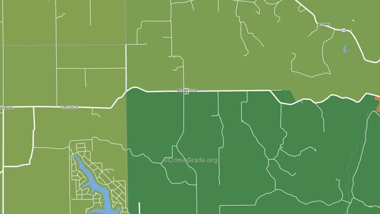 Buena Vista, IN Map of Theft Rates