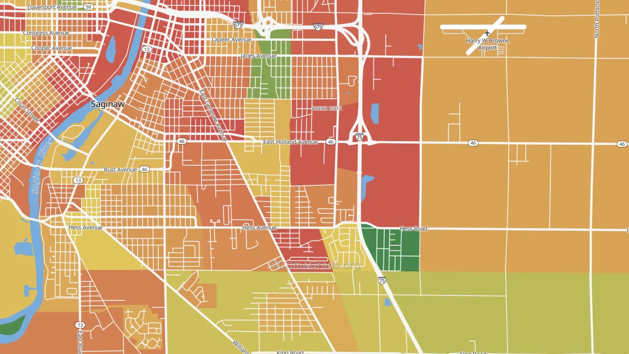 Buena Vista, MI Map of Theft Rates