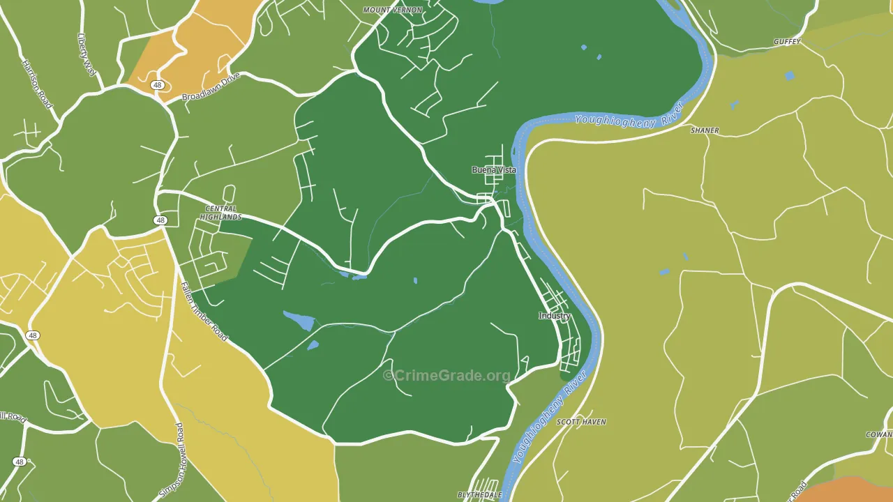 Buena Vista, PA Map of Theft Rates