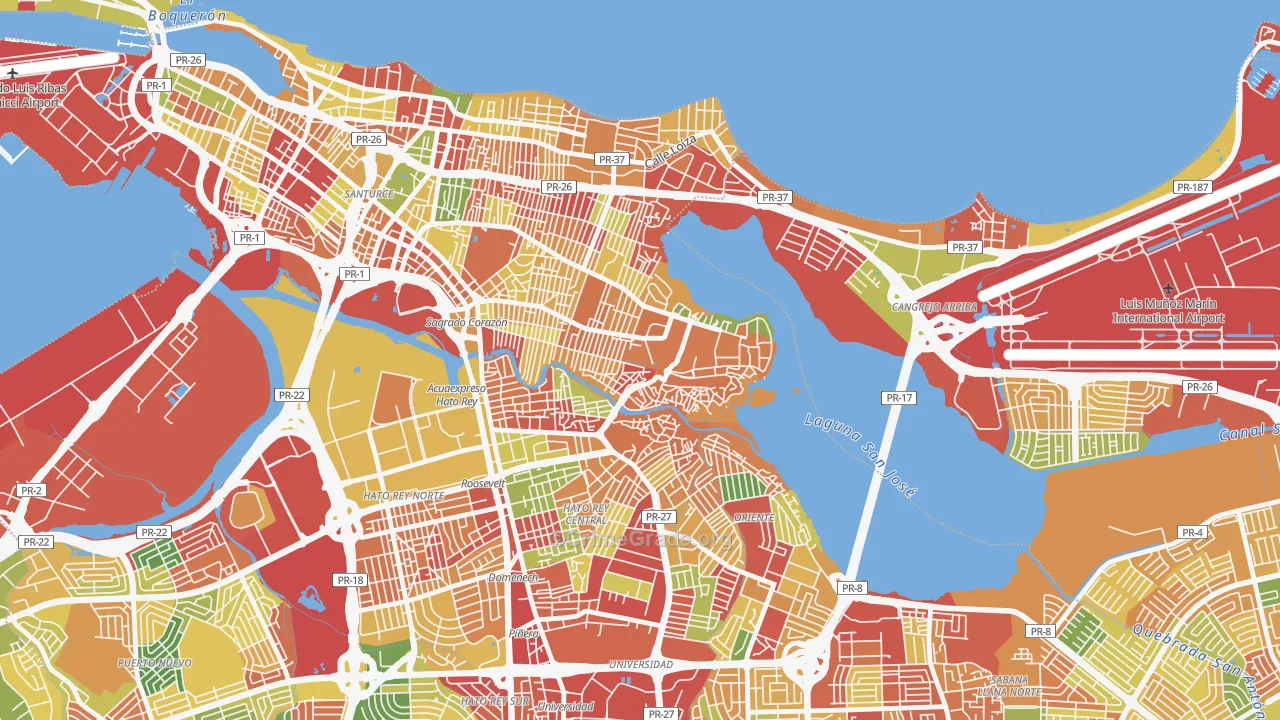 Buena Vista Santurce, San Juan, PR Map of Theft Rates