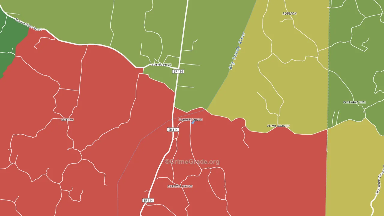 Buena Vista, TN Map of Theft Rates