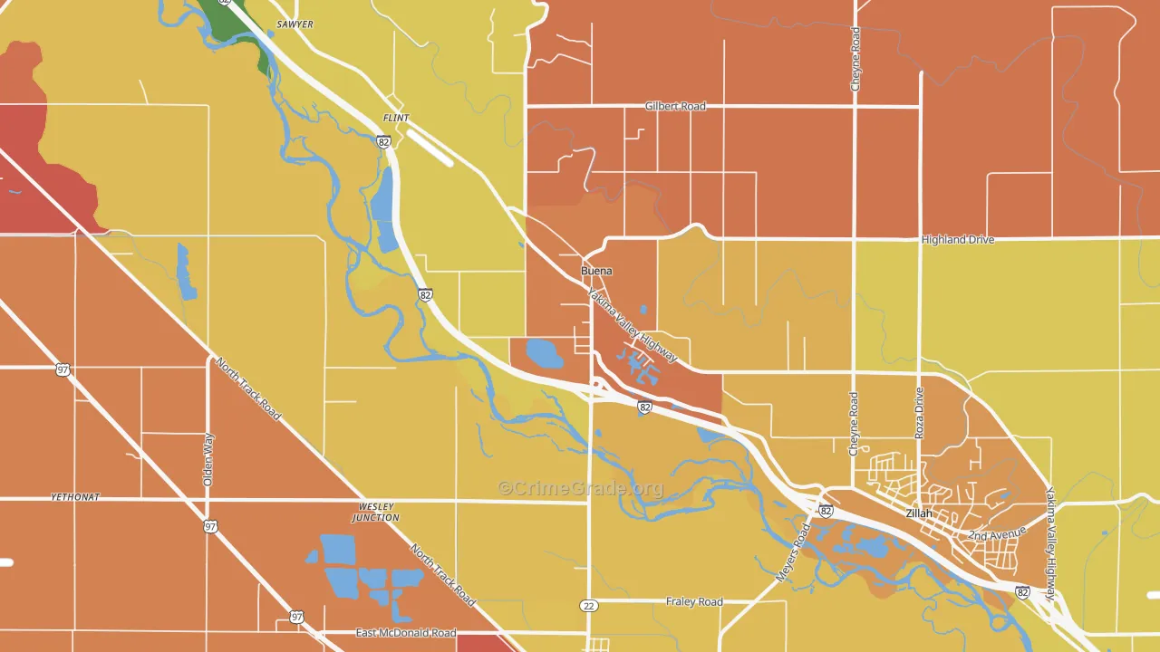 Buena, WA Map of Theft Rates