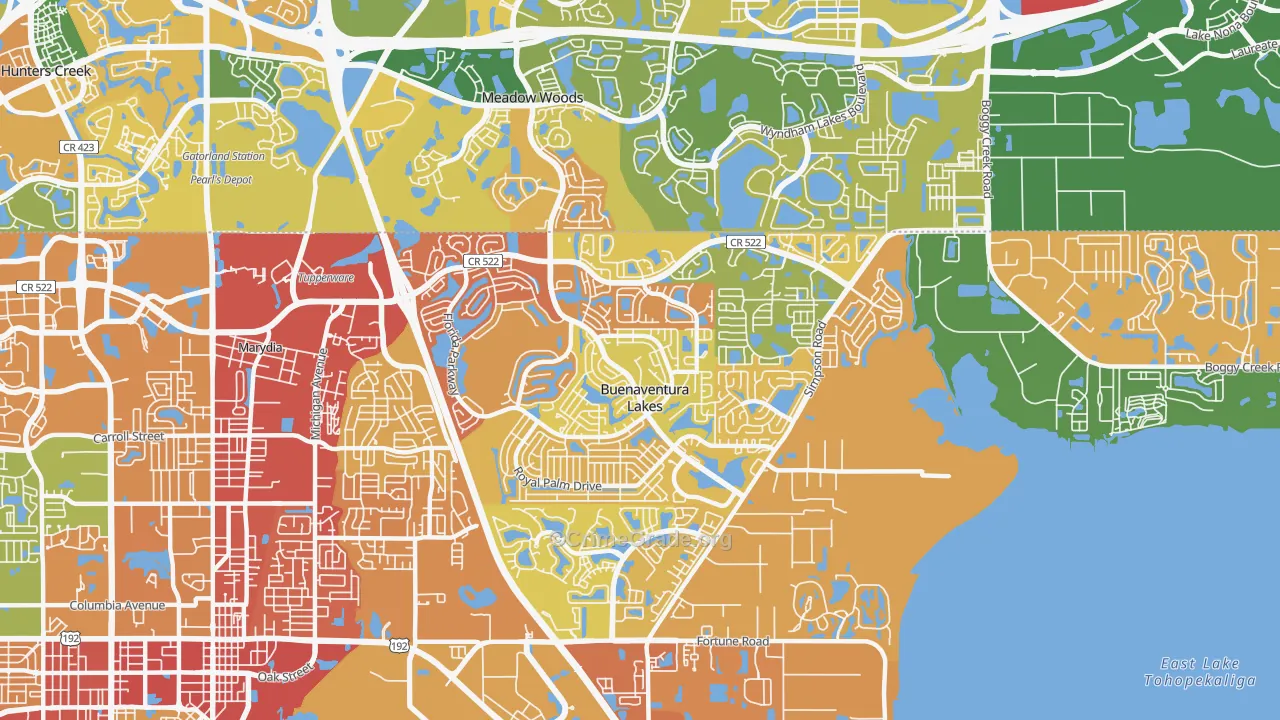 Buenaventura Lakes, FL Map of Theft Rates