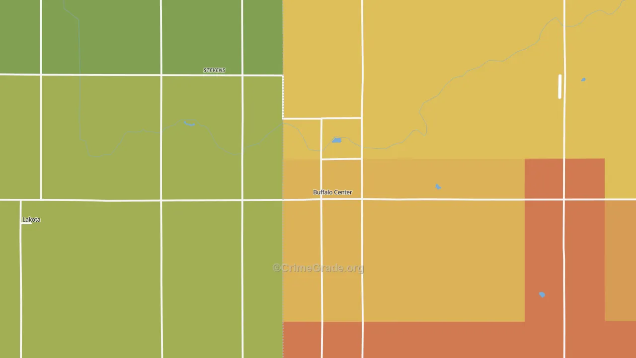 Buffalo Center, IA Map of Theft Rates