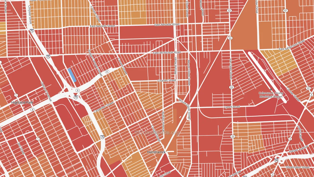 Buffalo Charles, Detroit, MI Map of Theft Rates