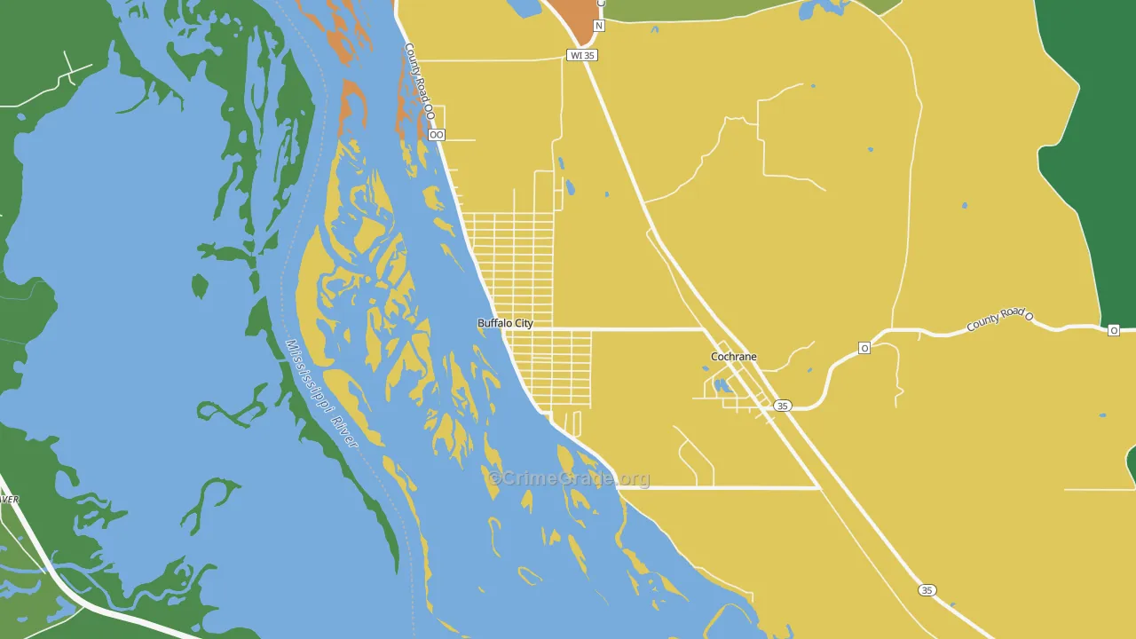 Buffalo City, WI Map of Theft Rates