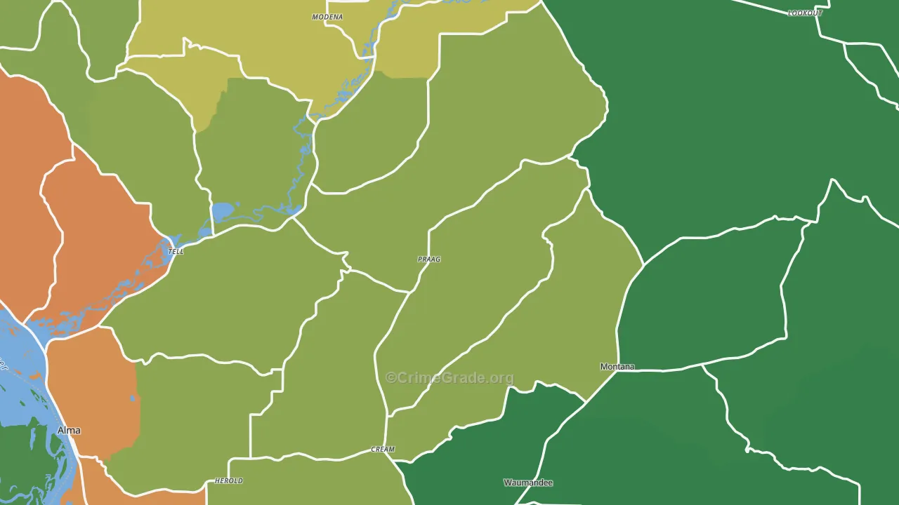 Buffalo County, WI Map of Theft Rates