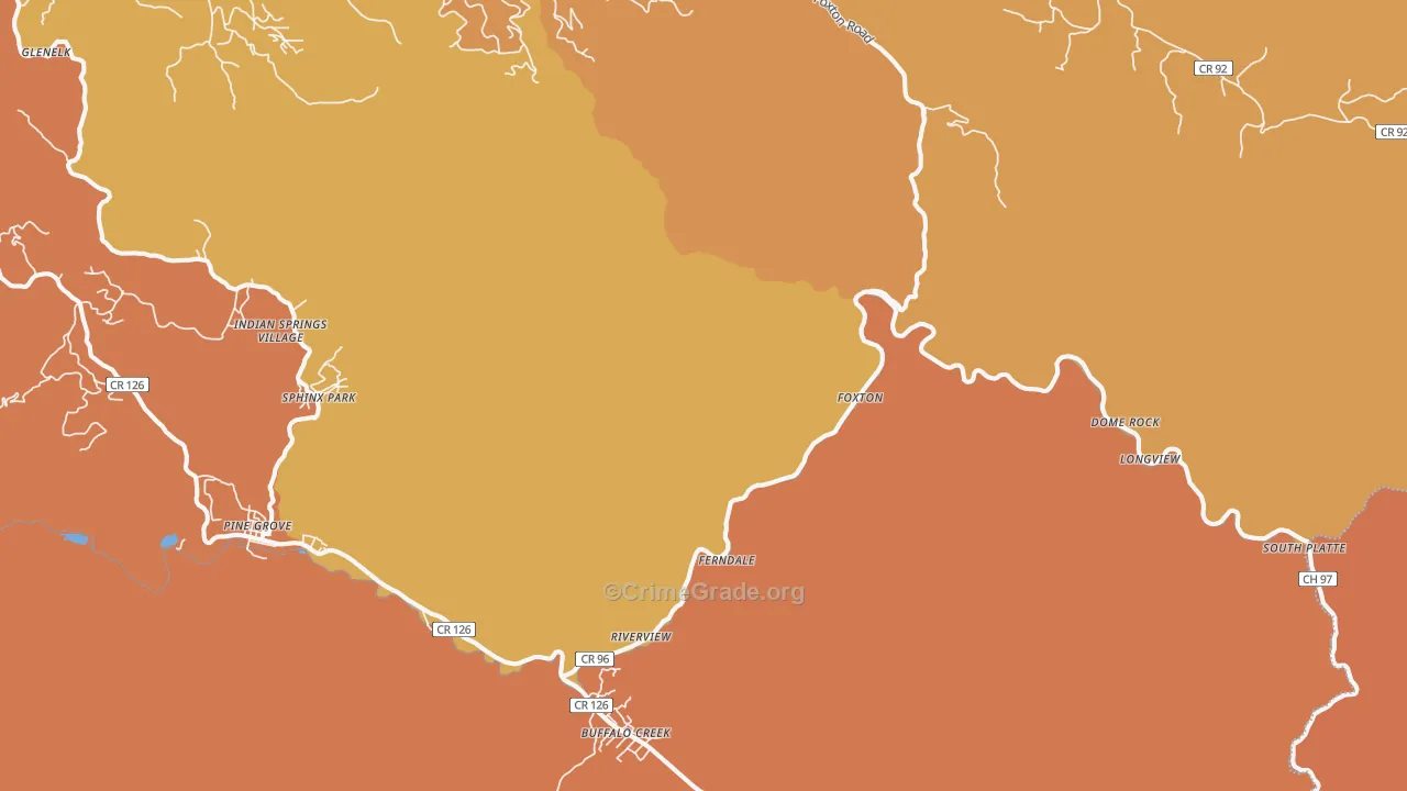 Buffalo Creek, CO Map of Theft Rates