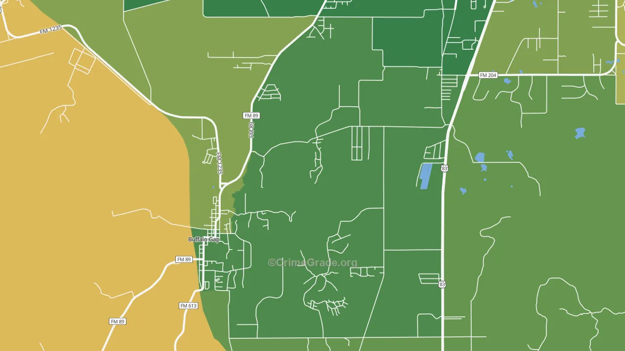 Buffalo Gap, TX Map of Theft Rates