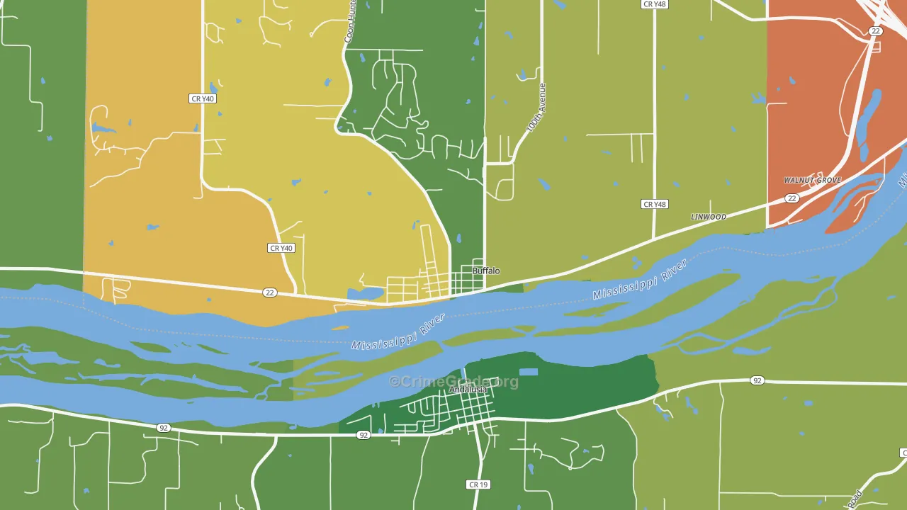Buffalo, IA Map of Theft Rates