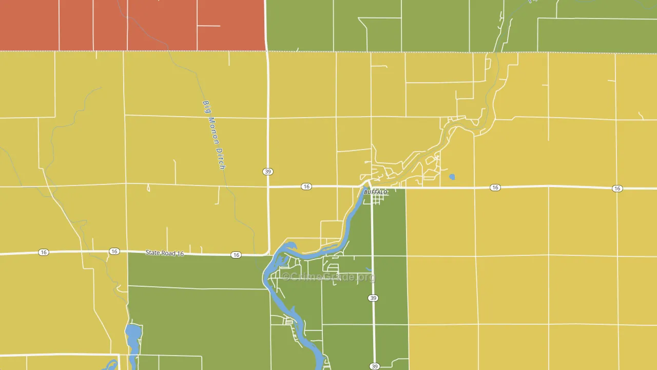 Buffalo, IN Map of Theft Rates