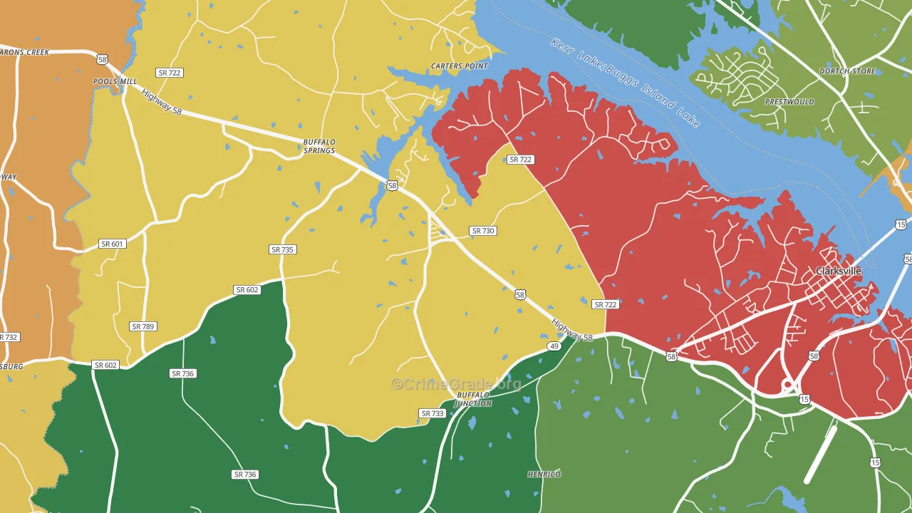Buffalo Junction, VA Map of Theft Rates