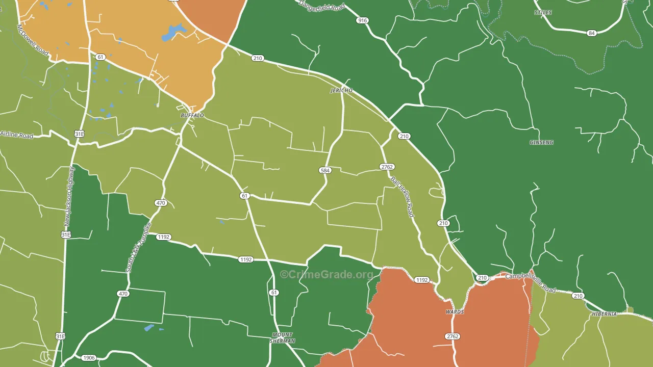 Buffalo, KY Map of Theft Rates