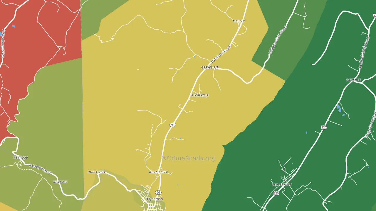 Buffalo Mills, PA Map of Theft Rates