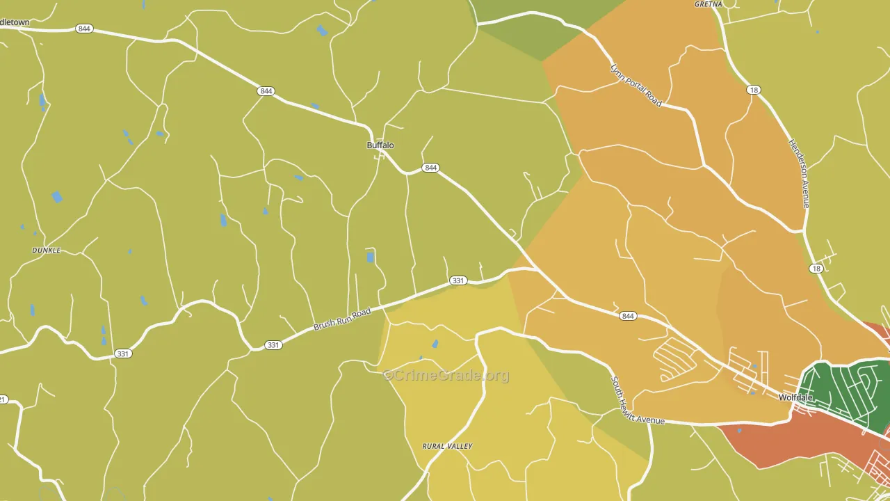 Buffalo, PA Map of Theft Rates