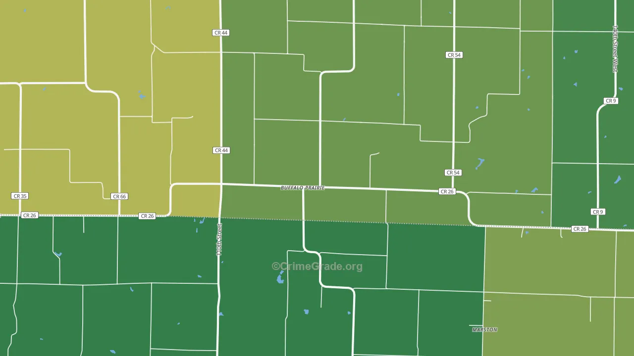 Buffalo Prairie, IL Map of Theft Rates