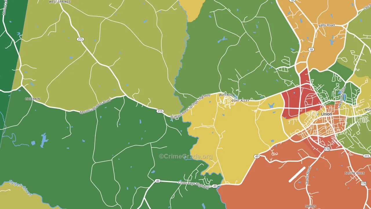 Buffalo, SC Map of Theft Rates