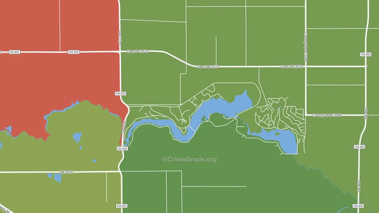 Buffalo Springs, TX Map of Theft Rates
