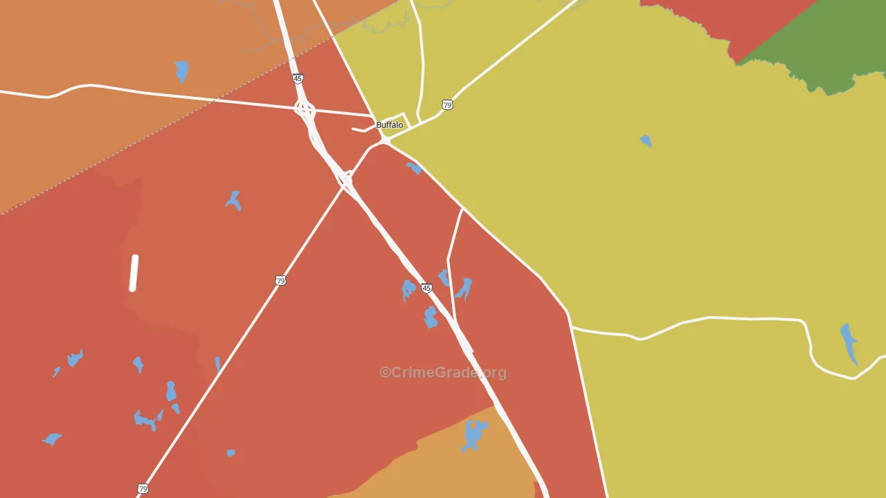 Buffalo, TX Map of Theft Rates