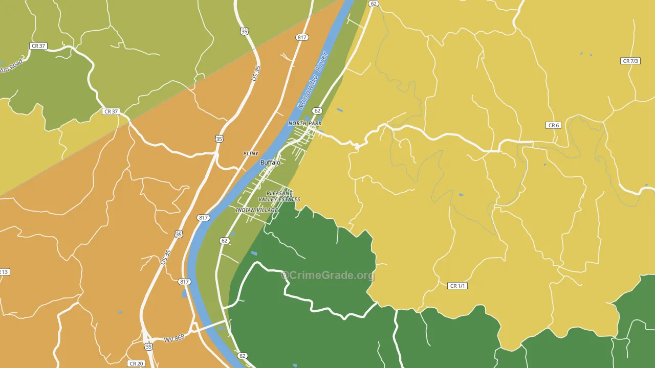 Buffalo, WV Map of Theft Rates