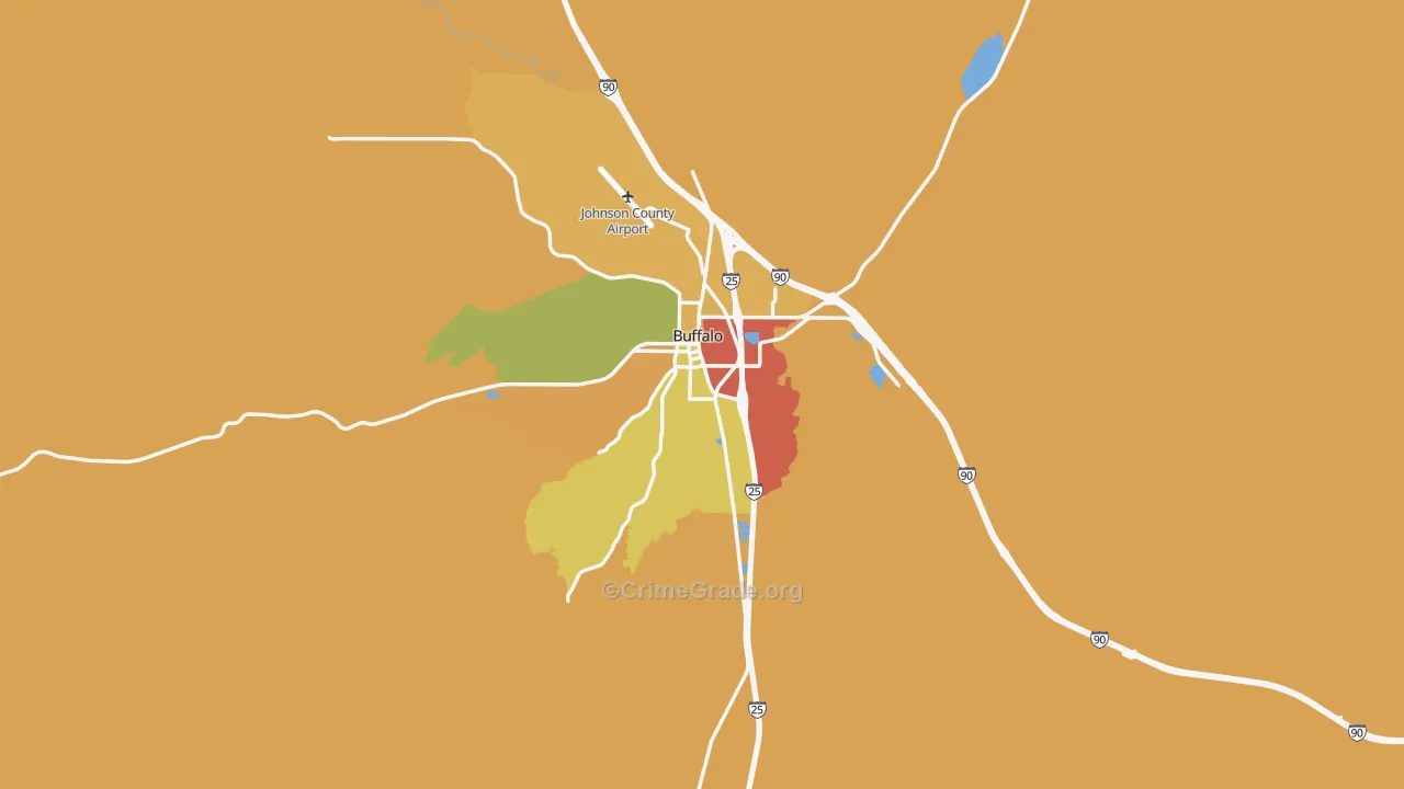 Buffalo, WY Map of Theft Rates