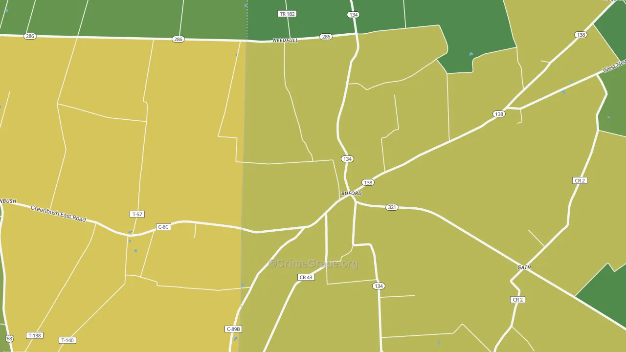 Buford, OH Map of Theft Rates
