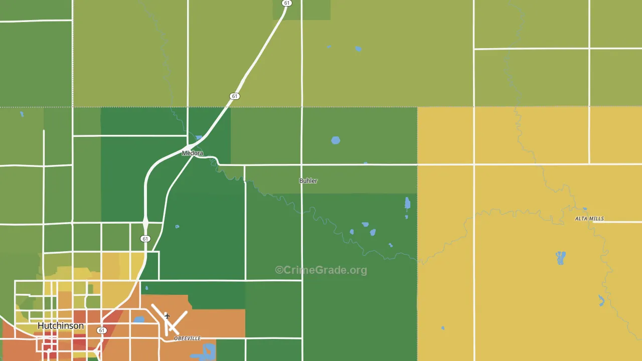 Buhler, KS Map of Theft Rates