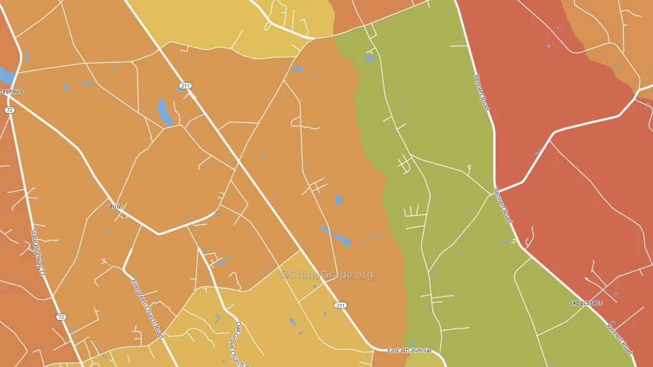 Buie, NC Map of Theft Rates