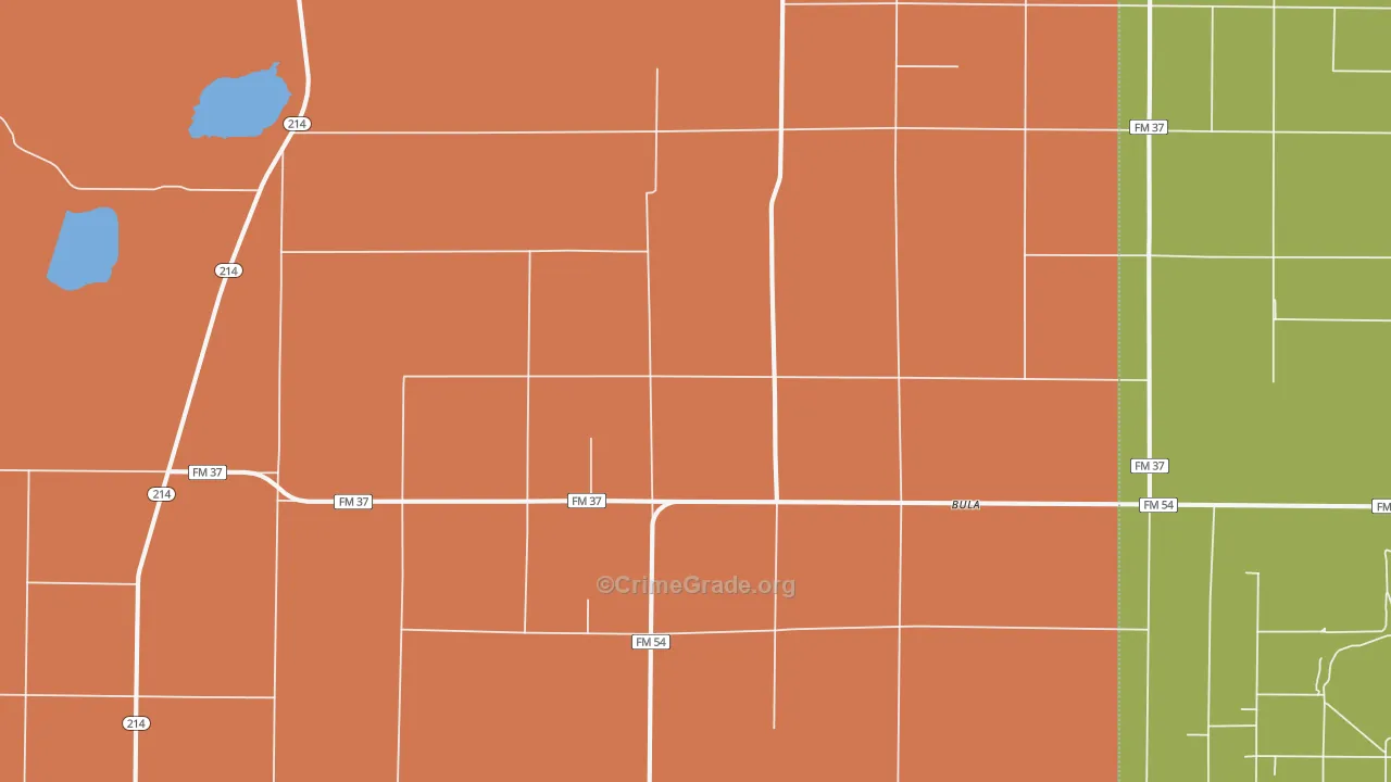 Bula, TX Map of Theft Rates