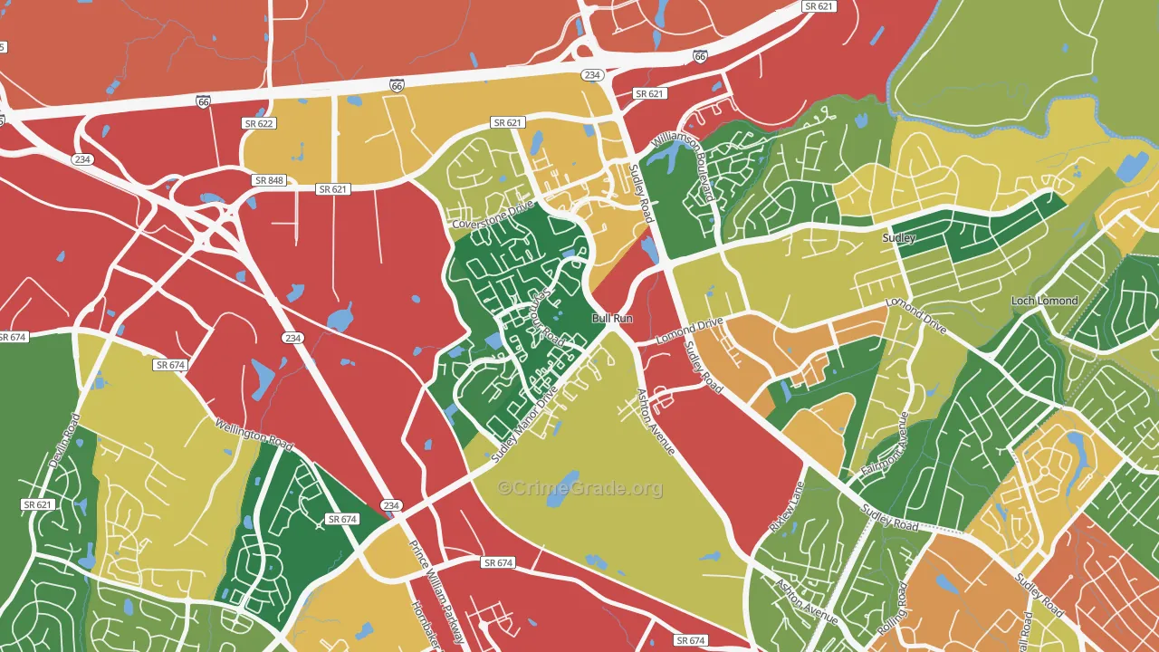 Bull Run, VA Map of Theft Rates