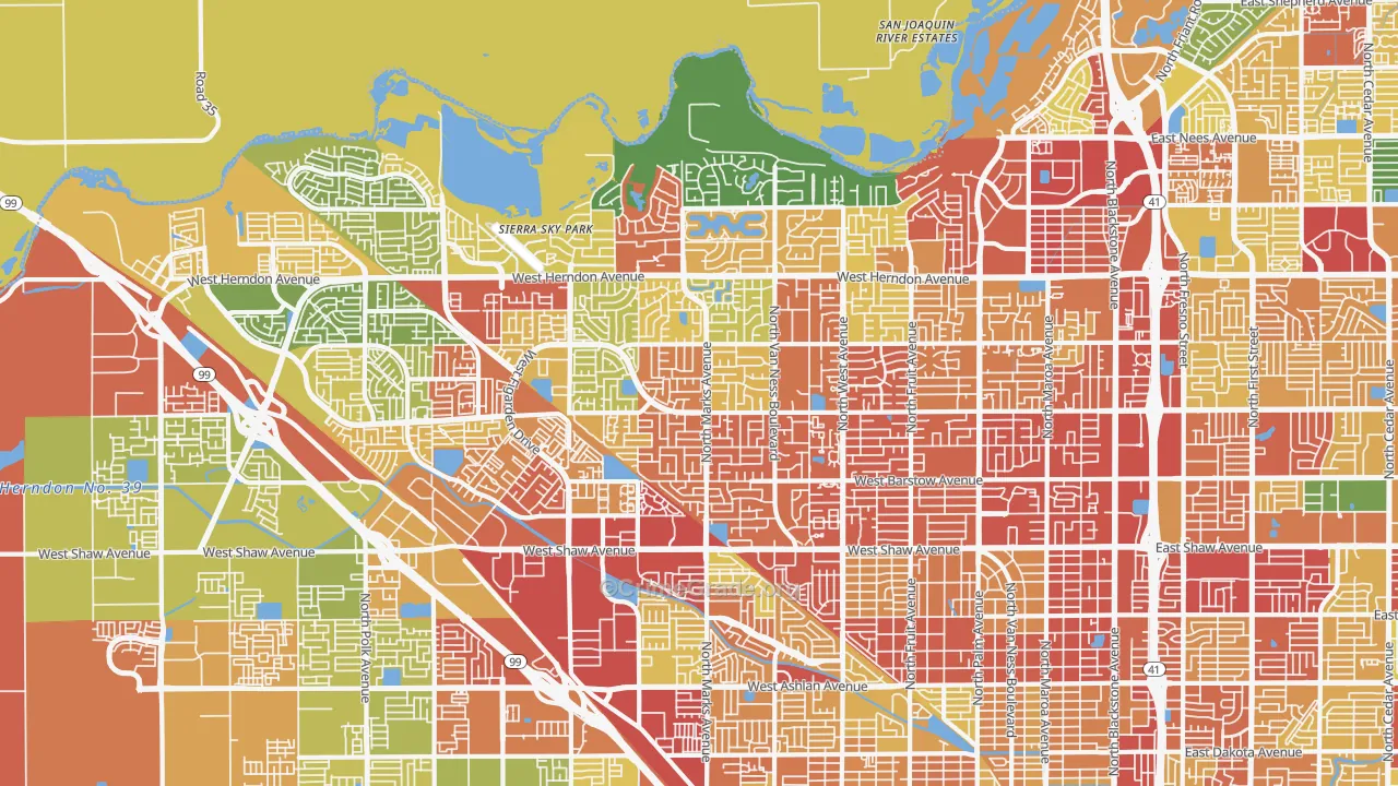 Bullard, Fresno, CA Map of Theft Rates