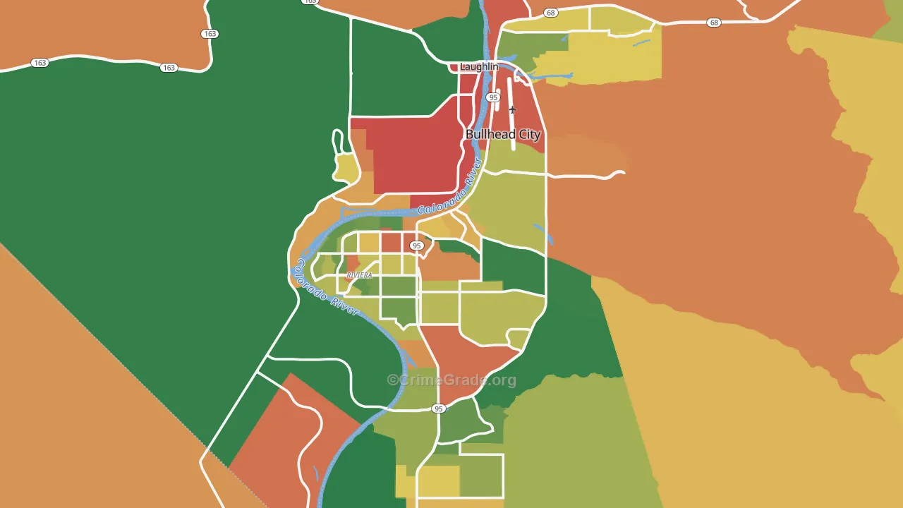 Bullhead City, AZ Map of Theft Rates