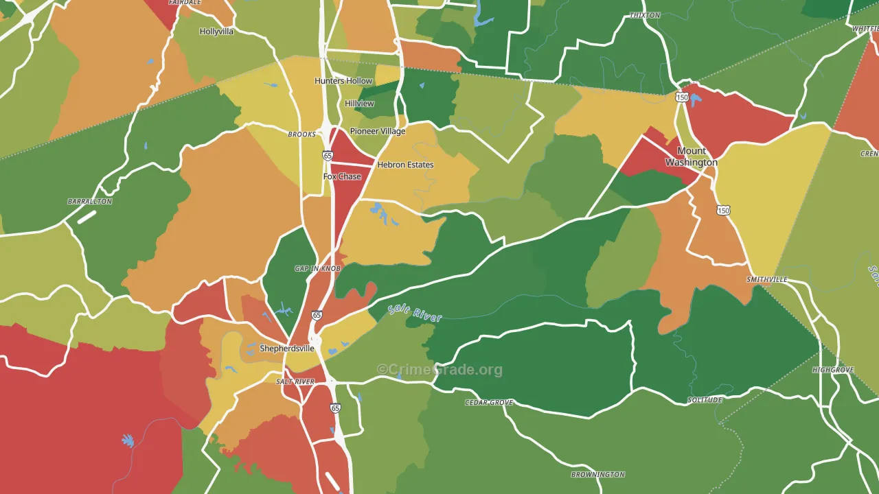 Bullitt County, KY Map of Theft Rates