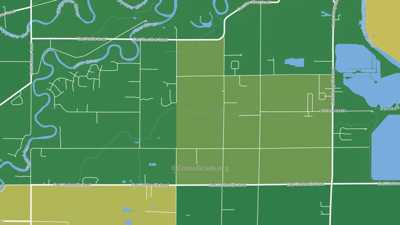 Bullock Creek, MI Map of Theft Rates