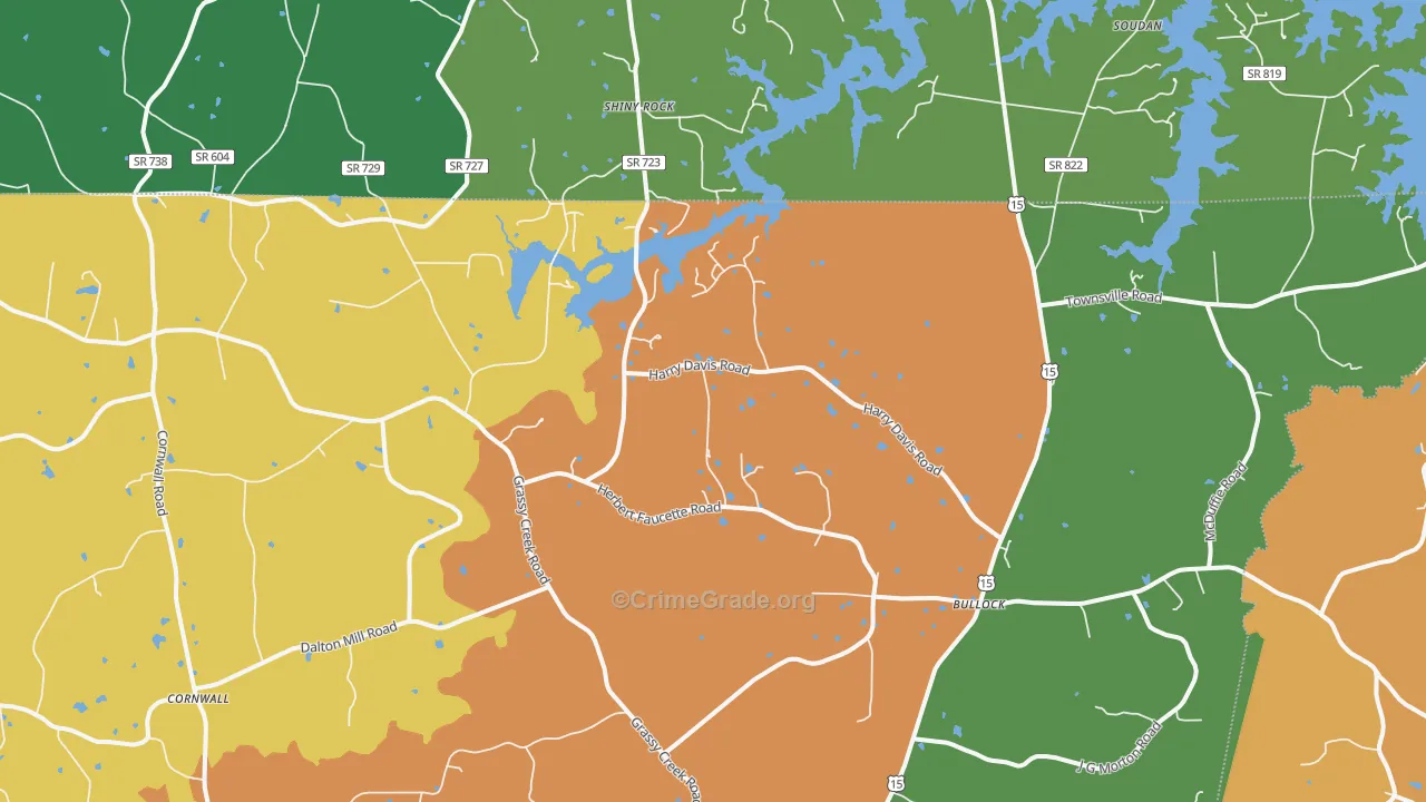 Bullock, NC Map of Theft Rates