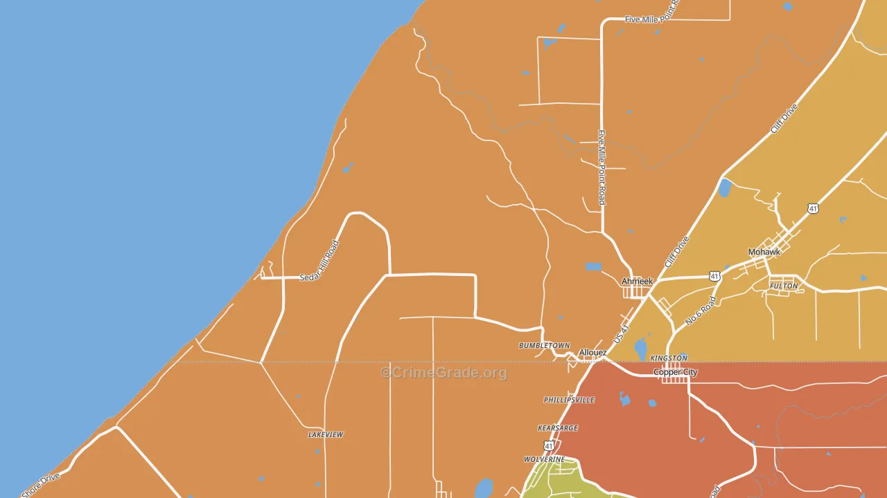 Bumbletown, MI Map of Theft Rates